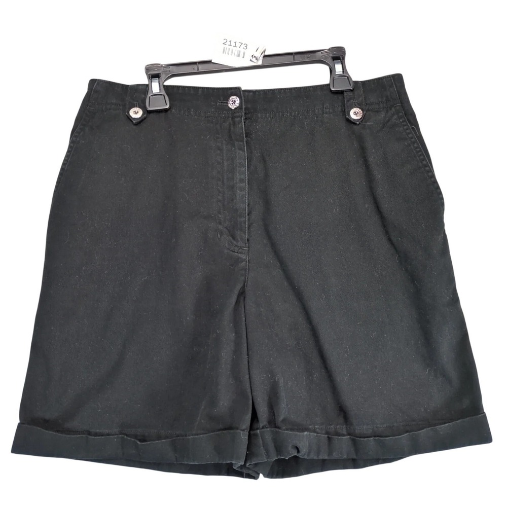 Vtg 90s LRL Ralph Lauren Black Cuffed Chino Shorts Women's 8 Cotton 30x6" Preppy